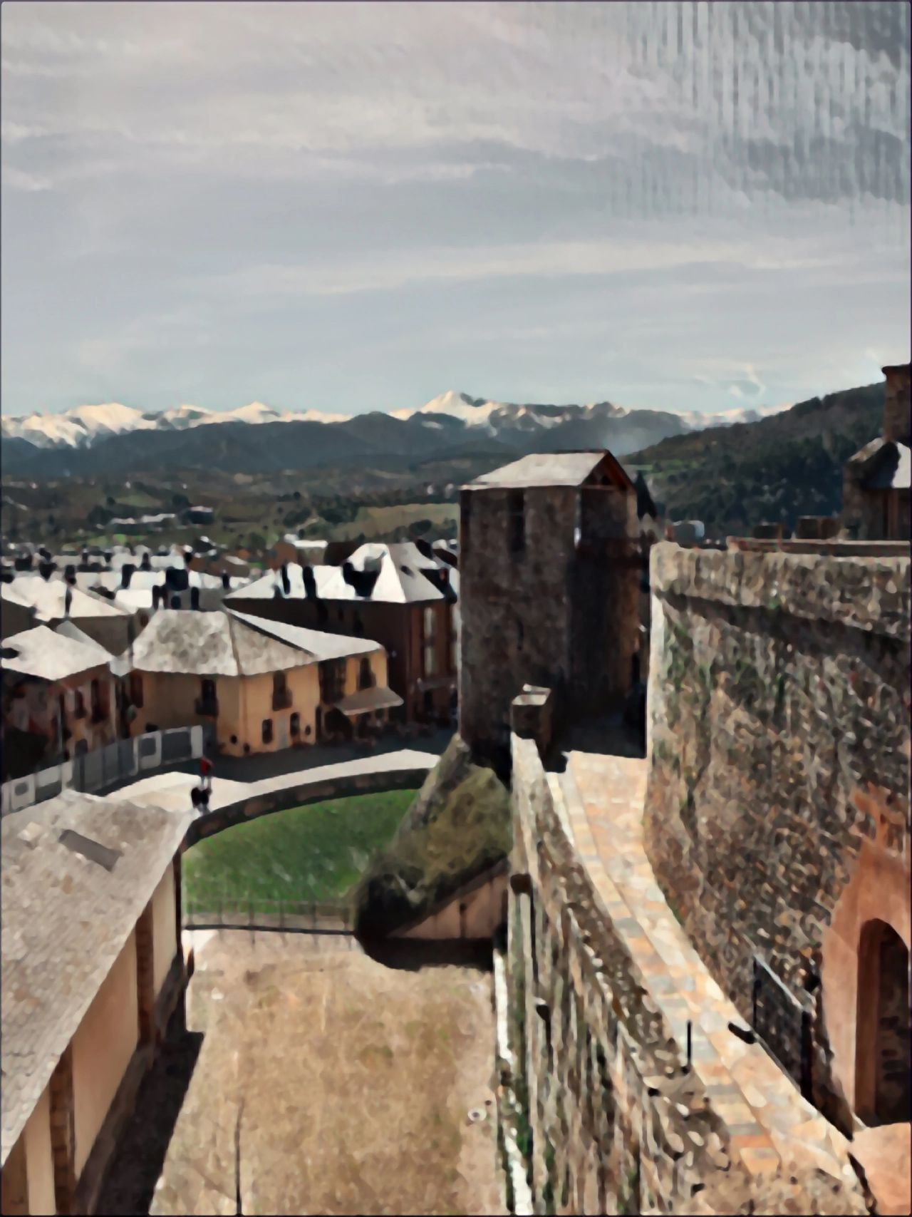 Snow on the mountains surrounding Ponferrada